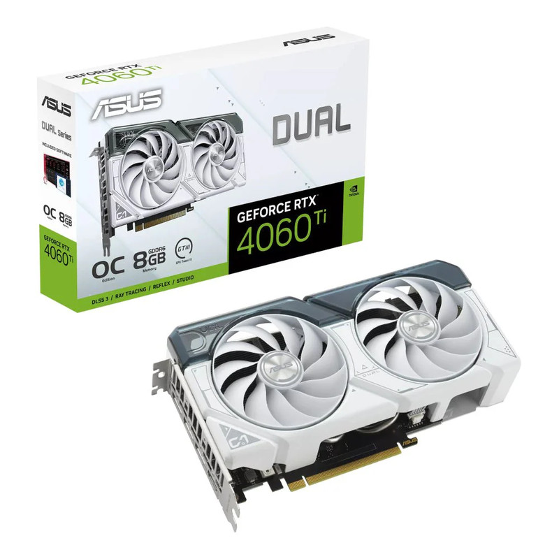 Asus Dual GeForce RTX 4060 Ti OC 8GB Graphics Card - White - كرت شاشة